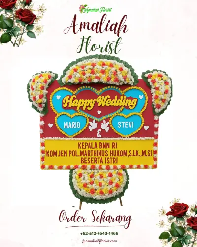 Karangan Papan Bunga Pernikahan di Cinagara